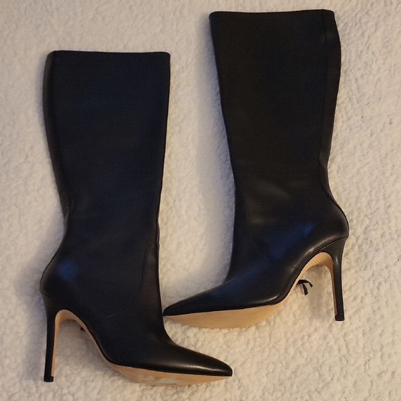 Halston Heritage Amanda Boots Black Leather Stiletto Size 9 - Picture 8 of 10